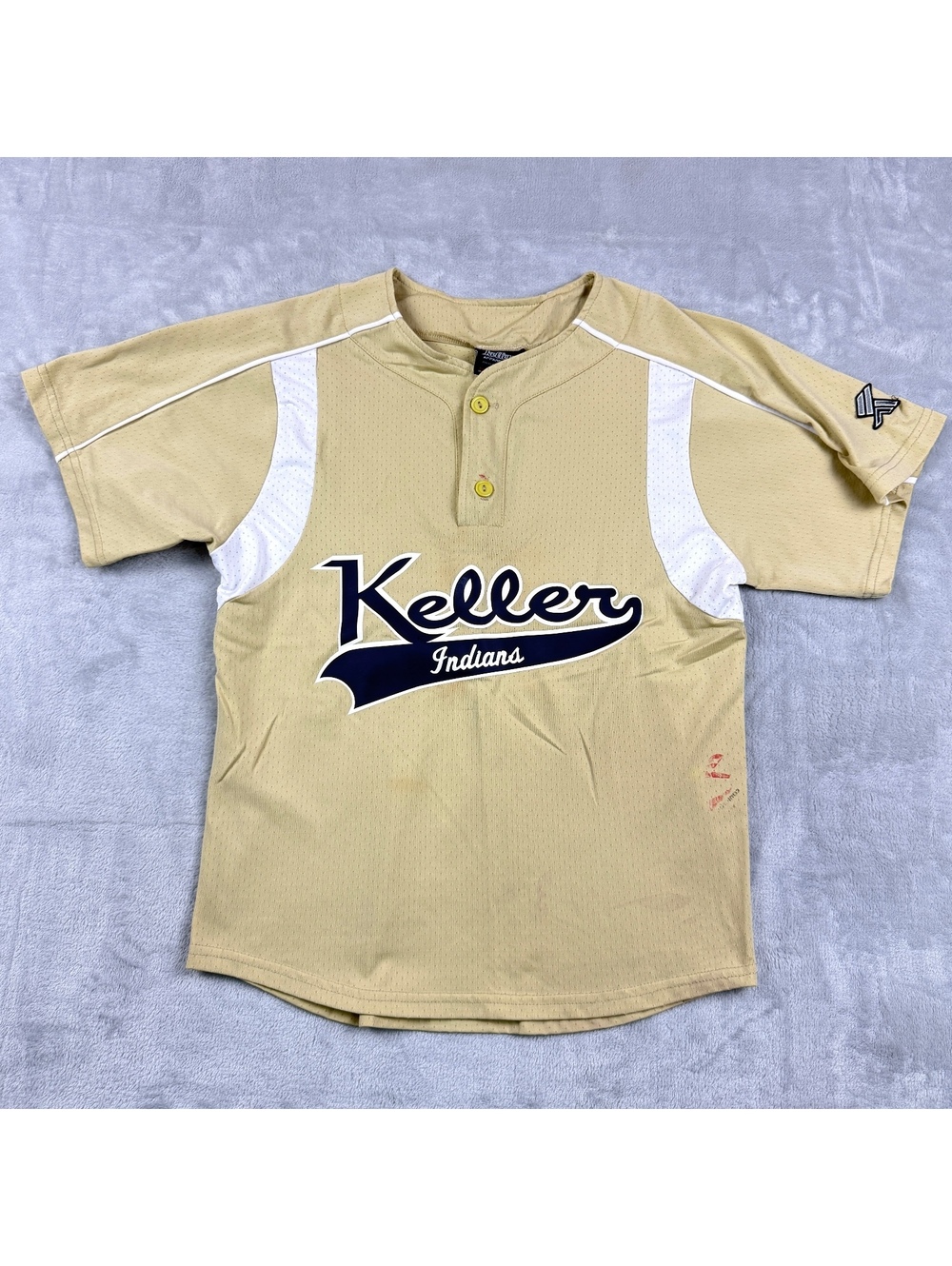 Keller Indians Baseball Jersey Women M USA Made Athletic Mesh Button Front Y2K